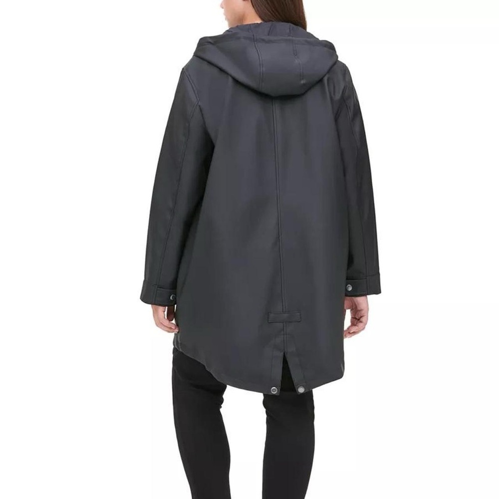 Levi's Rubberized Water Resistant Black Faux Leather Parka Rain Jacket - Picture 3 of 8